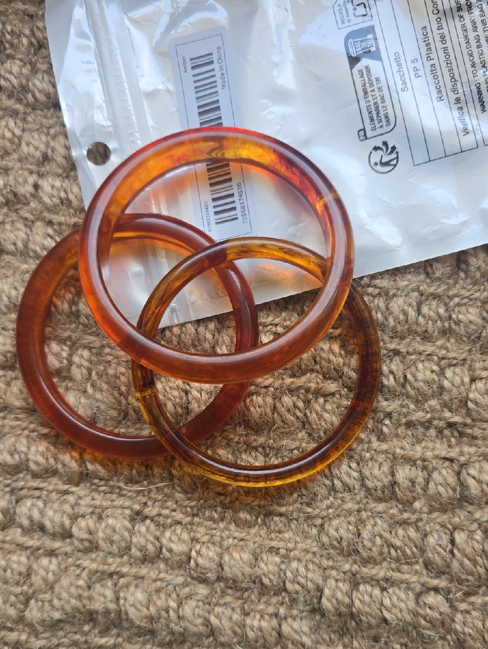 Amber Tortoiseshell Resin Bangle Bracelets - Set of 3 - Picture 2 of 5